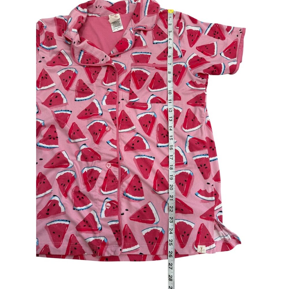 Munki Munki Size M Watermelon Pajama Set Shirt & Capri Pant Pink Lounge Summer - Picture 7 of 11